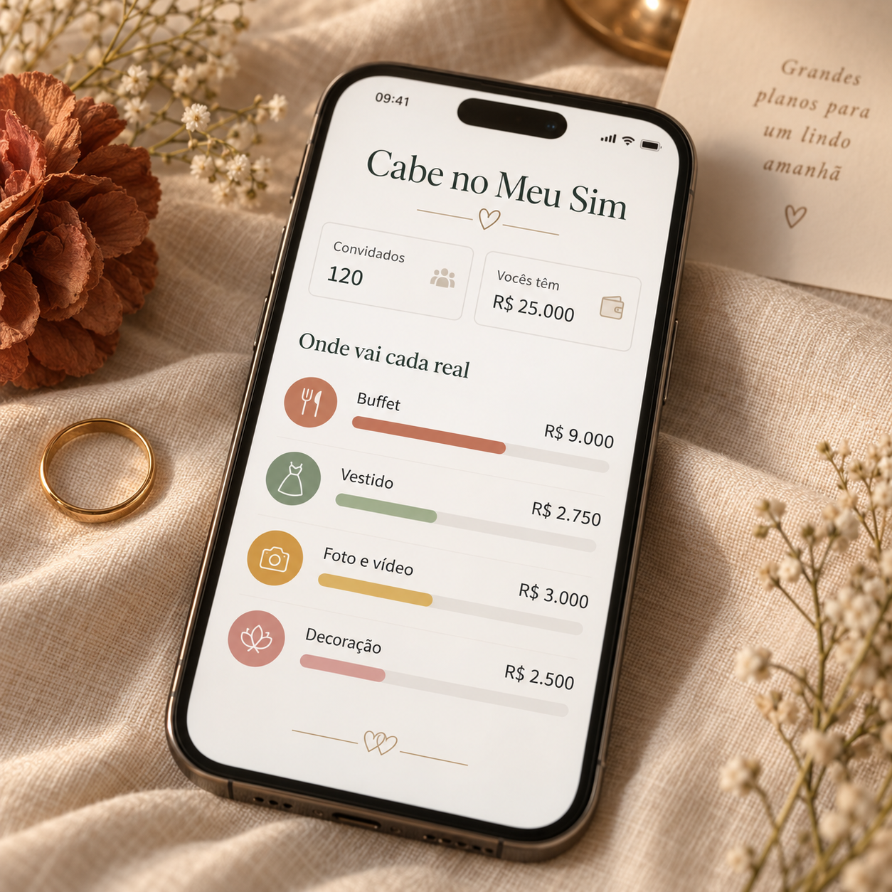 Planilha de Orçamento de Casamento no celular